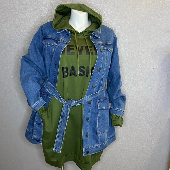 Green Hoodie Dress with 'Never Basic' Print - Picture 5 of 6